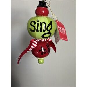 BURTON + BURTON Glass Ornament by Carla Grogan: Sing To Him Red And Green